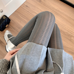 春秋季 袜女日系jk白色丝袜甜美爱心提花防勾丝打底袜 薄款 灰色连裤