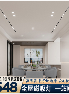 磁吸轨道灯嵌入式暗藏无主灯客厅照明家用明装射灯卧室过道线性灯