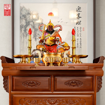 黄铜武财神赵公明神像摆件黑虎玄坛财神爷骑虎铜像供桌香案台供奉