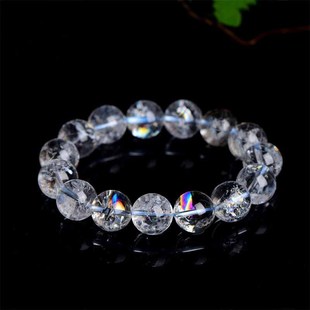 阿塞斯特莱天然透体手串彩虹焦花七彩白水晶个性 简男女手链饰品礼