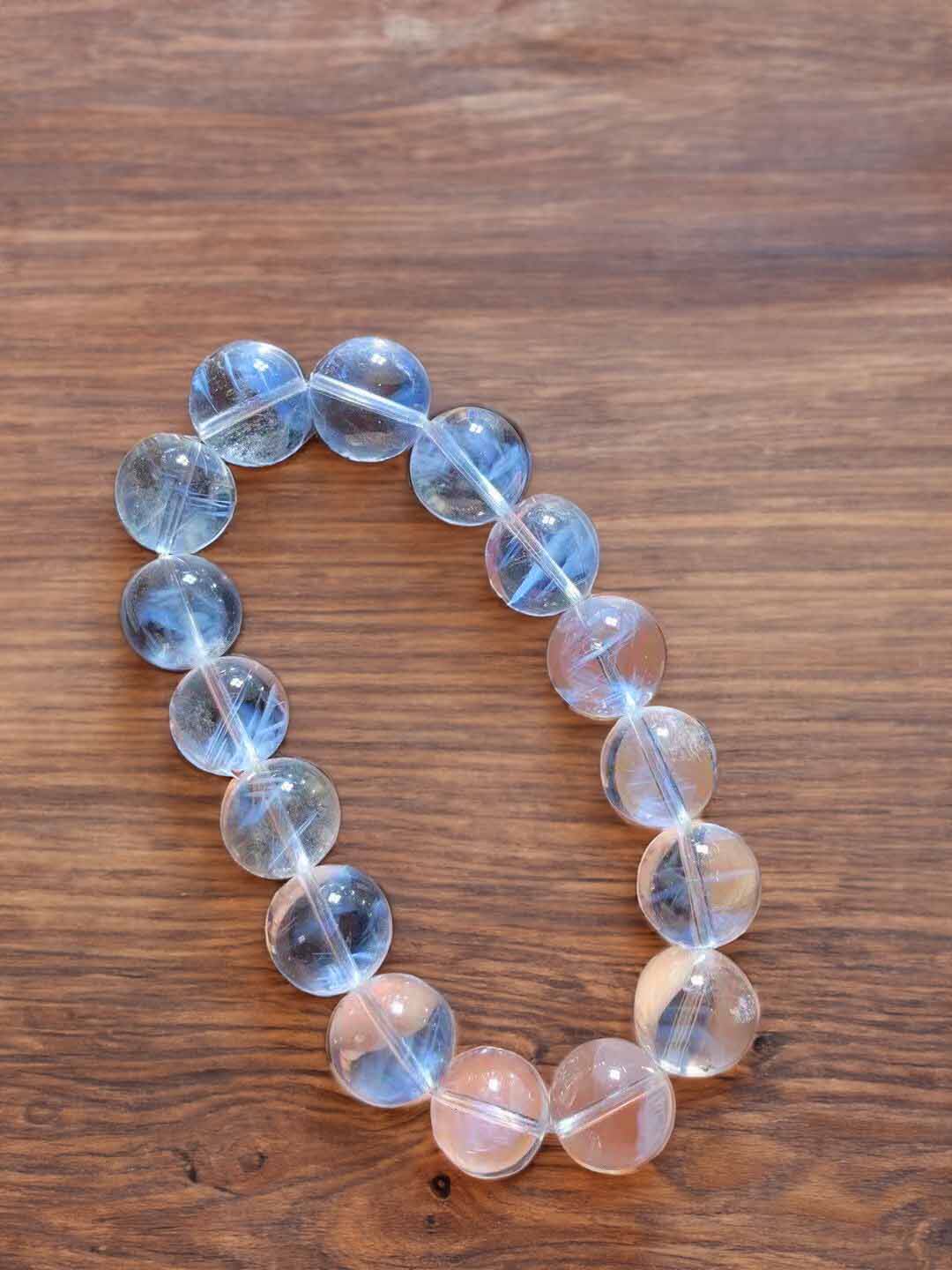 天使之翼蓝针水晶手链 蓝色天使的羽毛蓝针手串 爆蓝针蓝水晶蓝发