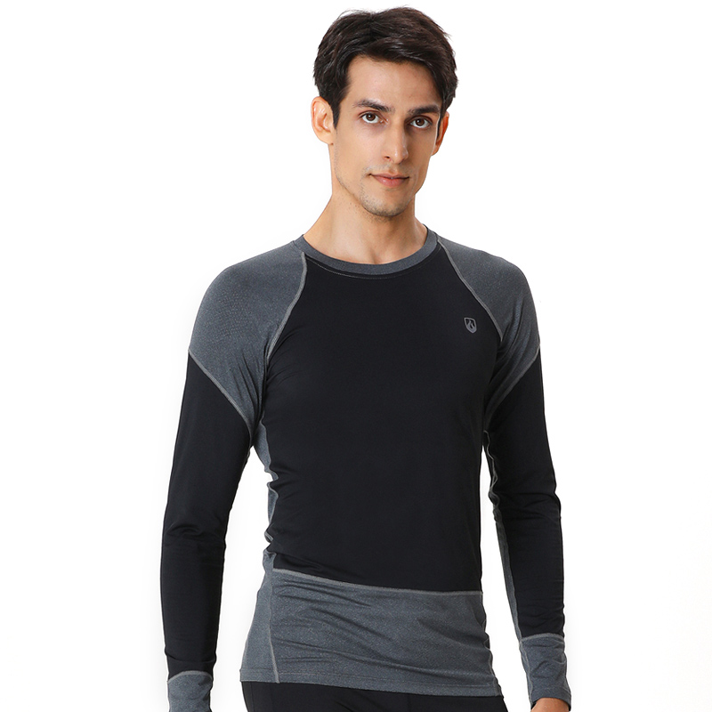 力为 专业健身紧身t恤男长袖 马拉松跑步服 田径训练上衣 清仓款