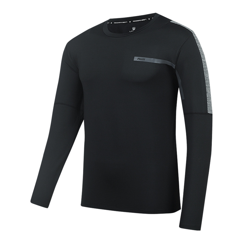 力为长袖T恤男加绒紧身跑步运动