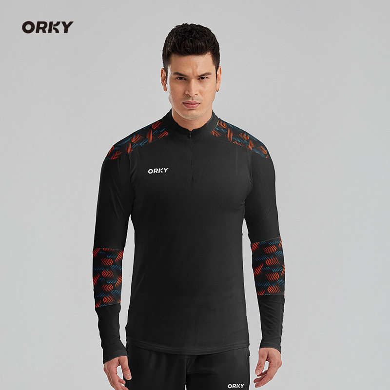 ORKY沃恺足球上衣長袖套頭衫定制運動比賽半拉鏈透氣訓練服外套男在類目 運動服/休閒服裝, 運動衛衣/套頭衫中 - 來自Buy2taobao.com提供專業的淘寶代購服務
