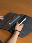 索然平板电脑内胆包适用苹果iPad 下键盘减震羊毛毡电源数据线收纳袋保护套 12.9Air10.9寸10.2可装 Pro113