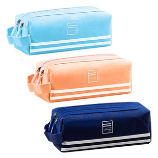 得力笔袋男孩子小学生一三年级大容量高颜值铅笔盒女2022年新款男生简约帆布文具袋初中学生用文具盒男孩款