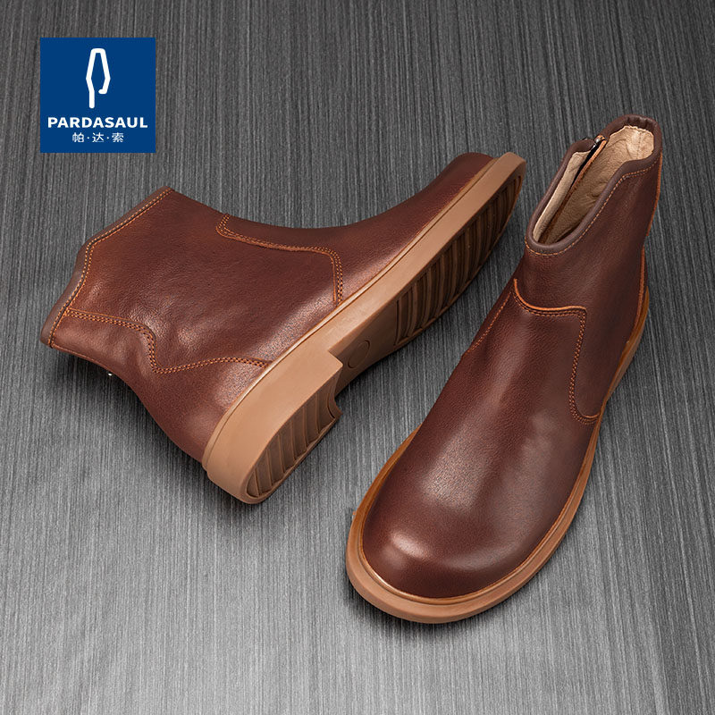 帕达索马丁靴男款高帮真皮皮鞋英伦风切尔西靴男拉链皮靴子220928