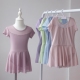 锦纶儿童舞蹈服女童夏季 练功形体服开档女孩中国舞芭蕾连体裙 短袖