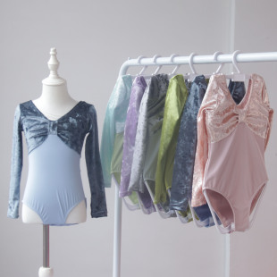 锦纶儿童舞蹈服女童中国舞长袖 练功服芭蕾舞考级形体丝绒跳舞服装