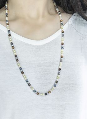 新款福利简约糖果色天然淡水珍珠轻奢感气质锁骨链毛衣链加长项链