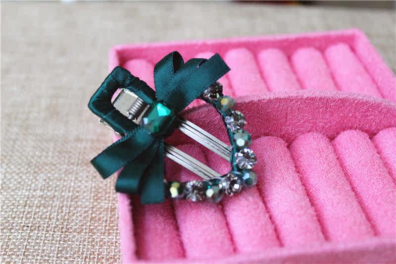 墨绿色淑女刘海夹碎发夹侧边夹水晶水钻丝带蝴蝶结饰品在类目 特色手工艺, 其他特色工艺品中 - 来自Buy2taobao.com提供专业的淘宝代购服务