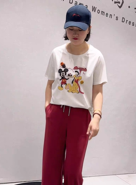5942芮娜依莲初夏新品重工卡通图案减龄休闲百搭T恤衫加大码女装