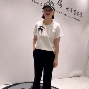 3823女权贵族初夏新品蝴蝶结设计减龄百搭休闲T恤衫加大码女装