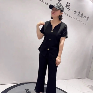 3159女权贵族初夏新品简洁大方气质显瘦休闲短袖上衣加大码女装