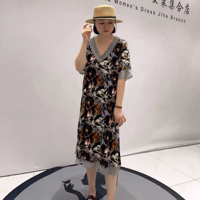 9253芮娜依莲夏款新品蕾丝拼接设计女人味可外穿可居家睡裙连衣裙