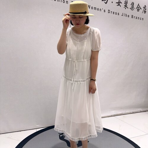 3709女权贵族夏款新品打揽设计带薄衬可抽绳气质连衣裙加大码女装
