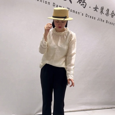 9178芮娜依莲秋款新品人丝烫金面料女人味气质长袖上衣加大码女装