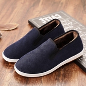 冬季 休闲工作防滑厚底 条绒加厚绒保暖防滑爸爸鞋 男棉鞋 老北京布鞋