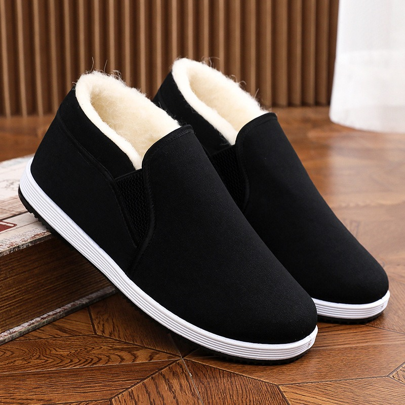 冬季加绒老北京布鞋男士保暖羊绒
