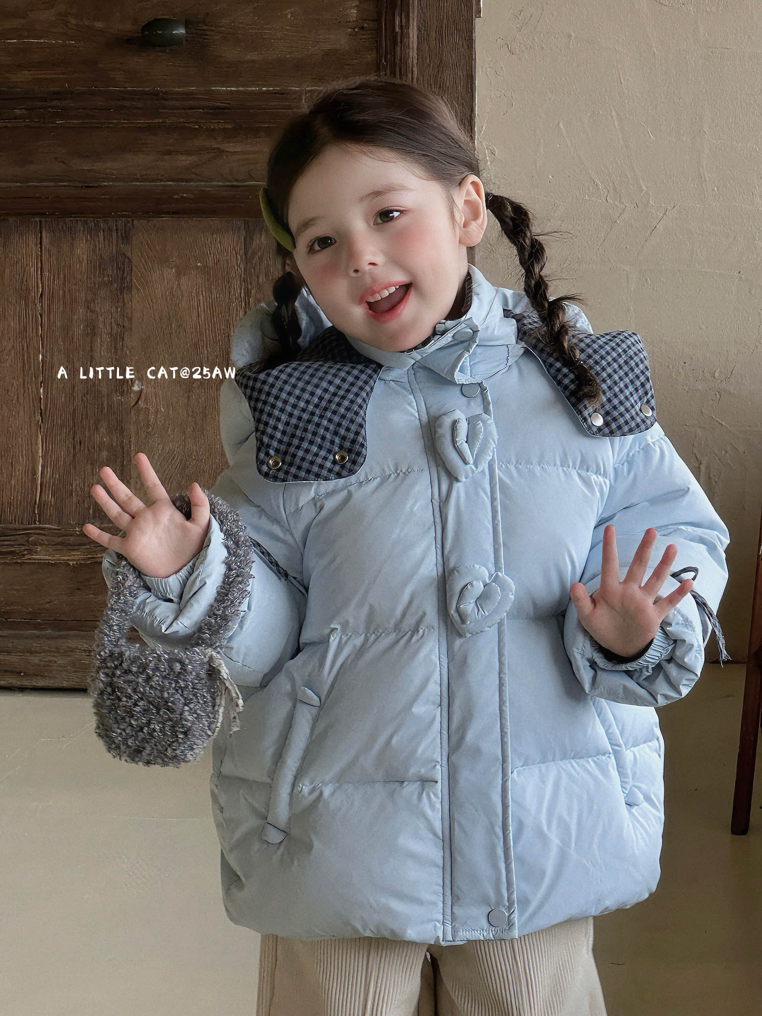 7seven25冬新款女童羽绒服正品 新国标90安心绒 三防 帽子可拆卸