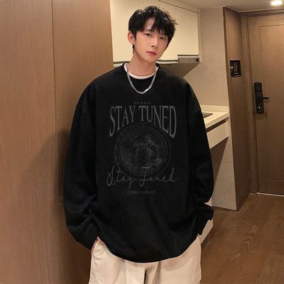 中山军绿色麂皮绒重磅硬挺无帽卫衣男oversize美式高街外套春秋冬