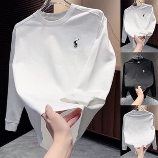 男士卫衣2025新款春秋薄款长袖T恤休闲上衣打底衫潮流高级感简约