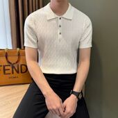 夏季 短袖 收袖 口翻领半袖 针织t恤 老钱风穿搭男士 高级感修身 polo衫