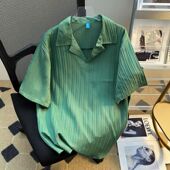 冰丝男士 套头薄休闲衬衣设计感小众轻熟风翻领t恤 夏季 短袖 polo衫