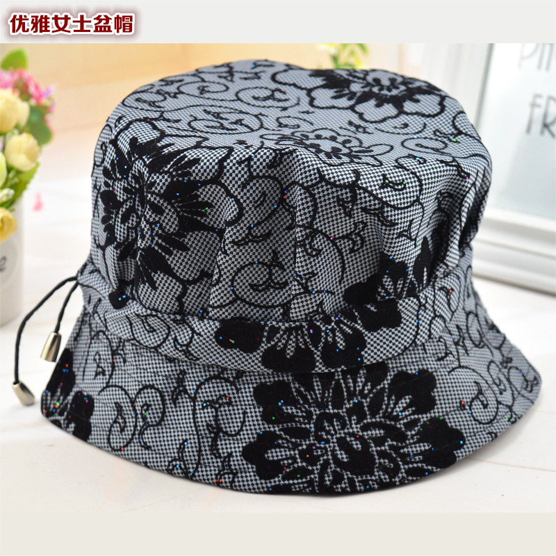 中老年人帽子女春秋季夏妈妈帽渔夫亚麻礼帽盆帽布帽 遮阳帽老人