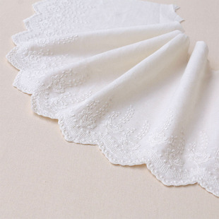 辅料手工家纺软饰裙边加宽绣花布边21cm宽 浅杏色纯棉刺绣花服装