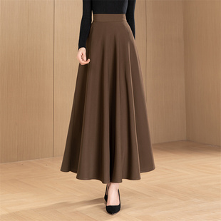 复古大摆半身裙秋冬垂感女裙子妈妈裙跳舞裙A字厚大码气质长裙