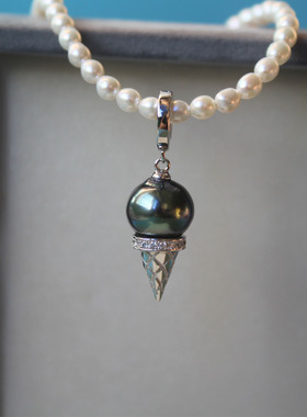 冰淇淋吊坠天然海水大溪地珍珠