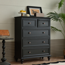 美式实木五斗柜小户型玄关抽屉柜储物收纳柜黑色现代简约卧室家用