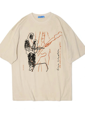 Eric Clapton吉他手蓝调复古摇滚blues短袖bf男女情侣T恤纯棉tee