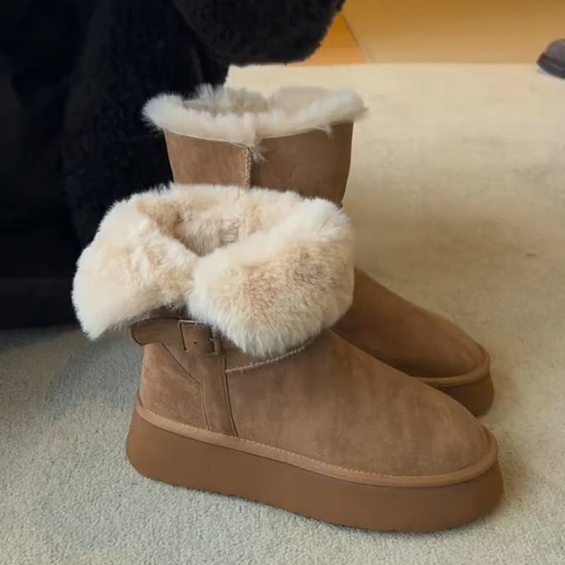 2025冬季新款百搭雪地靴女可两穿外翻加厚绒保暖厚底增高东北棉靴,女鞋,时尚雪地靴,淘宝优惠券,粉丝福利购,淘宝优惠卷