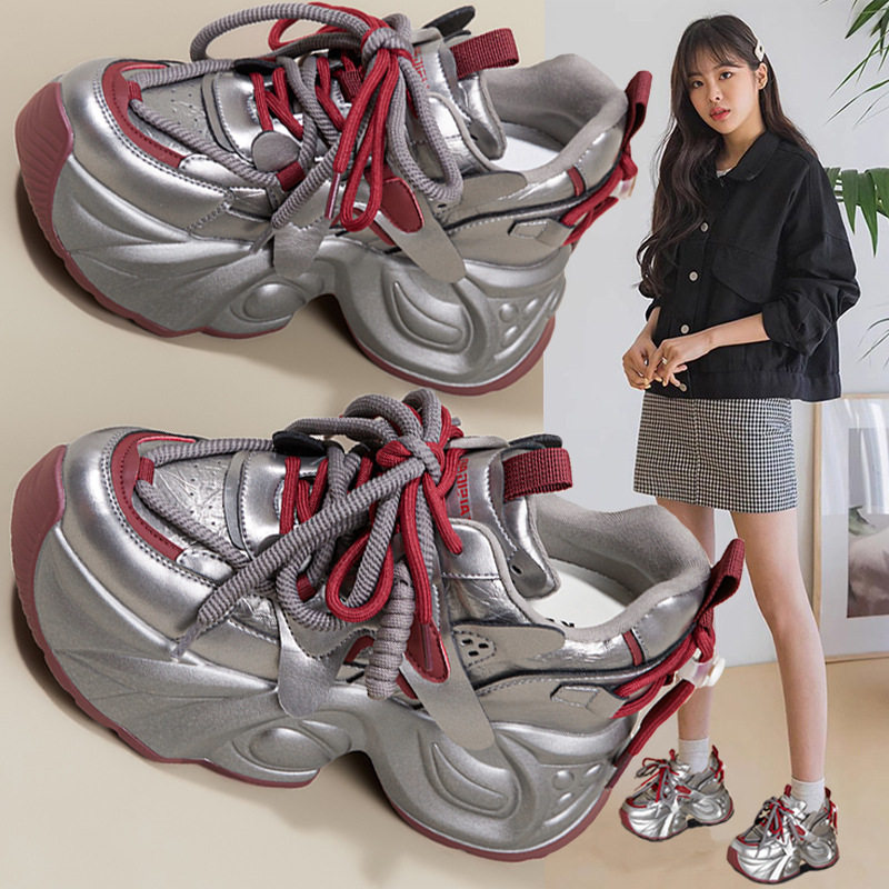 爆款老爹鞋女2025新款秋冬显脚小松糕厚底真皮小个子运动女鞋,女鞋,时尚休闲鞋,淘宝优惠券,粉丝福利购,淘宝优惠卷