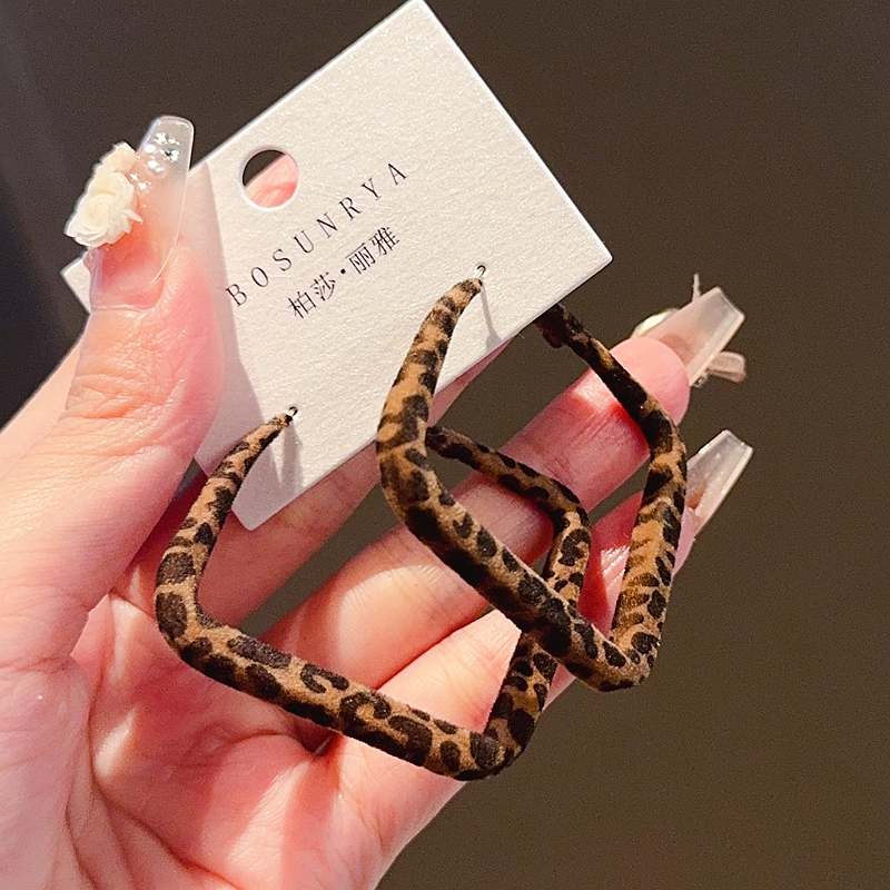 豹纹方形耳圈2025新款