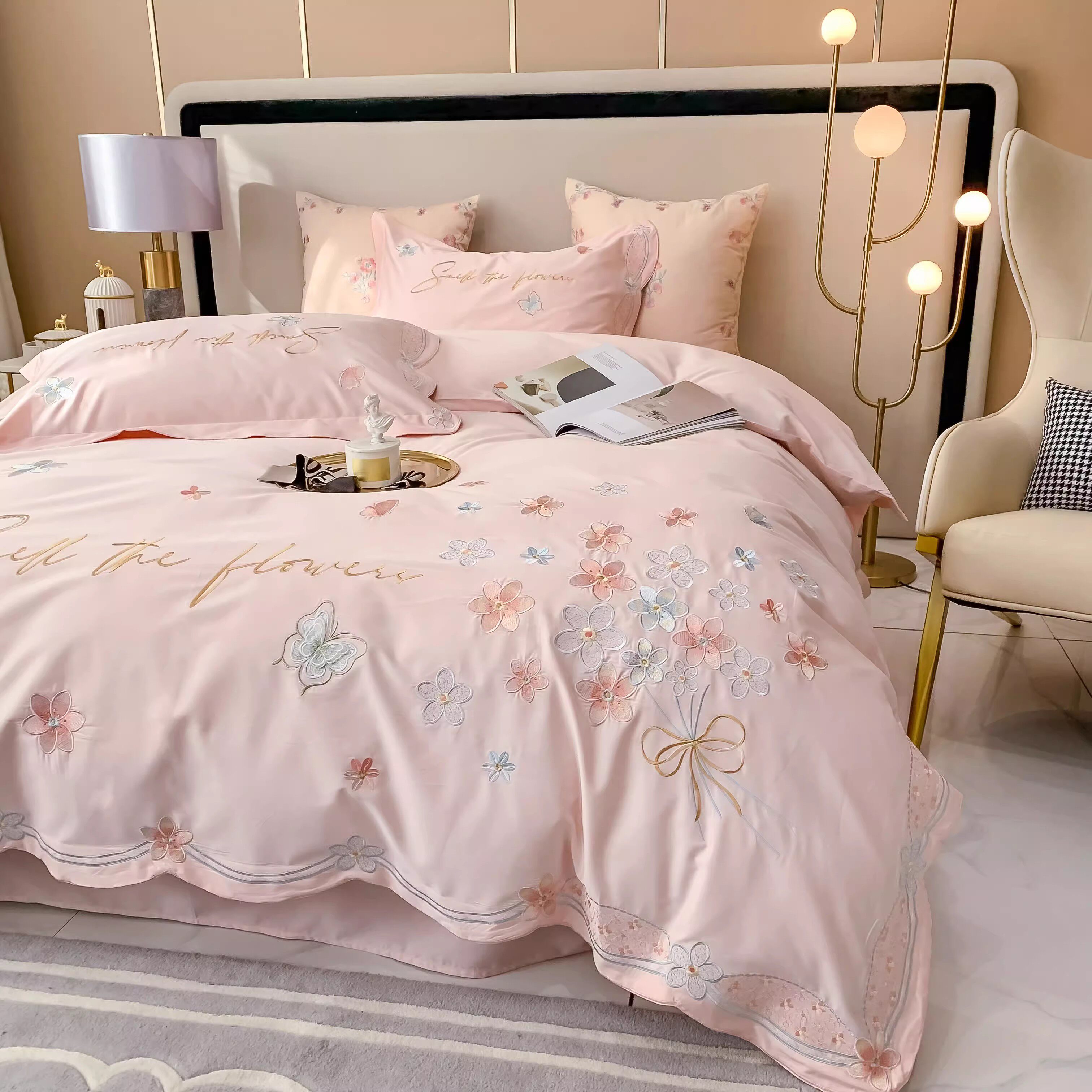 EUROPEAN-STYLE PINK WEDDING QUILT WEDDING FOUR-PIECE SET COTTON COTTON 100S TRIBUTE SATIN LONG-STAPLE COTTON RED WEDDING BEDDING