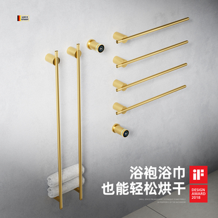德希顿7048电热毛巾架暗装碳纤维加热烘干收纳置物浴巾架子竖杆铜