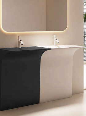 卫浴德希顿3022人造石立柱盆洗手台一体落地式艺术面盆卫生间阳台