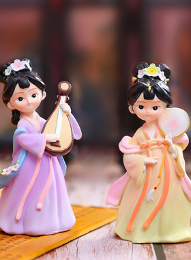 国潮古风倾城佳人美女摆件家居客厅玄关装饰品树脂工艺品朋友礼物