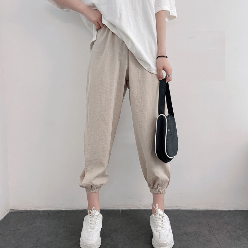 Real shot real price Korean women's cotton linen pants lantern pants loose casual radish Pants Capris Harun pants women's pants