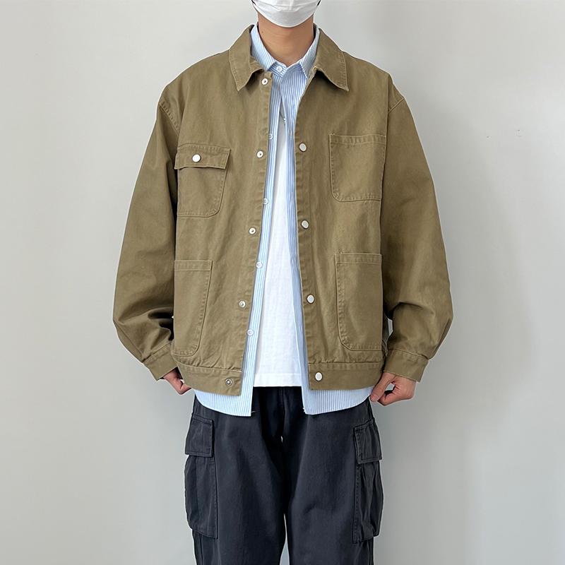 Onion Y春秋新款日系复古重磅夹克男女翻领宽松多口袋工装风外套