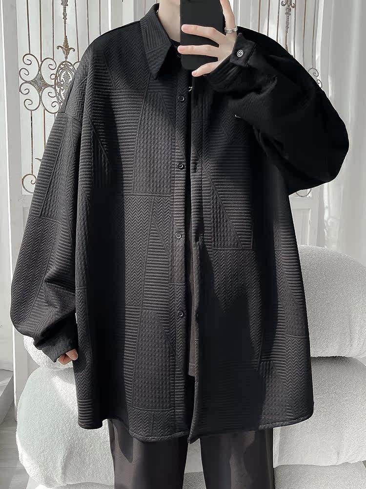 新款长袖衬衫男宽松港风衬衣D312-KD550-P50图片
