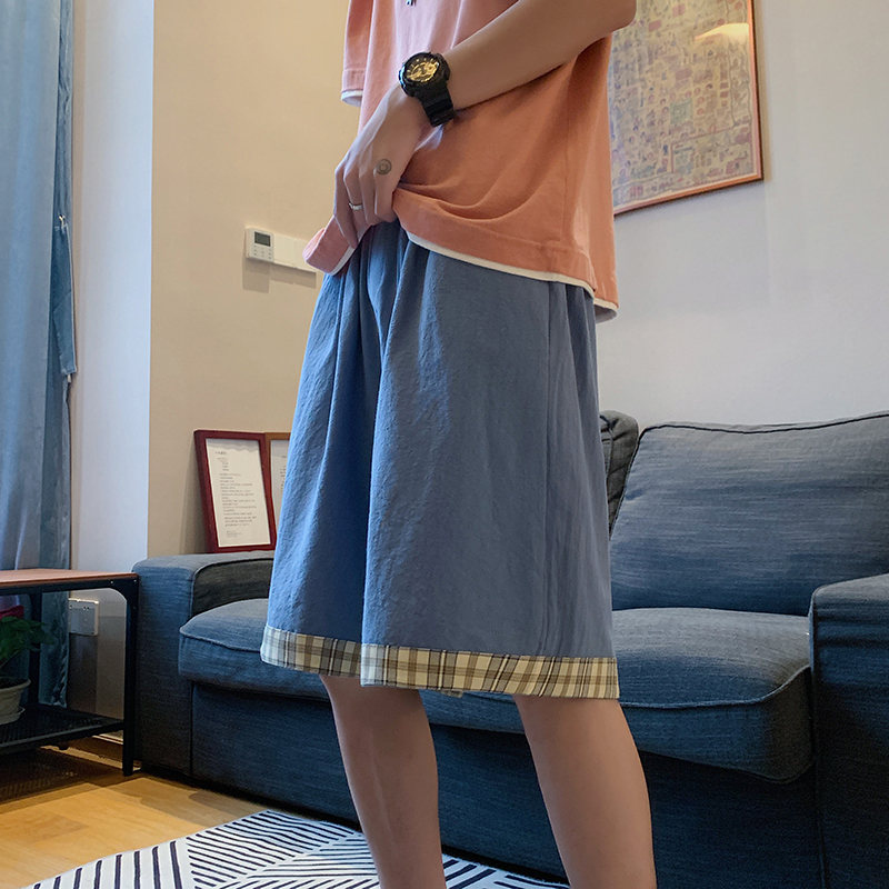 港风宽松棉麻休闲裤短裤D312-KD328-P35，男装牛仔裤，电商D312