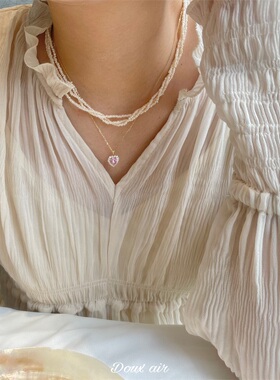 绝甜空气/天然多层叠戴小米珍珠项链巴洛克14K包金锁骨链仙气宫廷