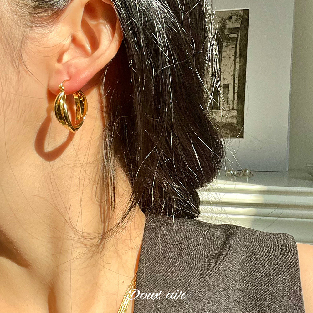 DouxAir金属缠绕大波浪耳圈法式优雅港风耳环复古耳扣时髦百搭圈,饰品/流行首饰/时尚饰品新,耳环,淘宝优惠券,粉丝福利购,淘宝优惠卷