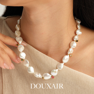 【新品】天然巴洛克珍珠项链大颗粒异形炫彩不规则毛衣链复古轻奢