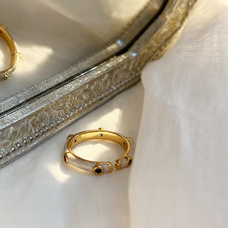 日韩小众设计竹节造型开口戒指