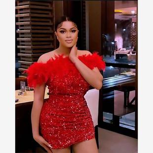 Sexy red Dress Birthday Evening Club Party Dresses plus size